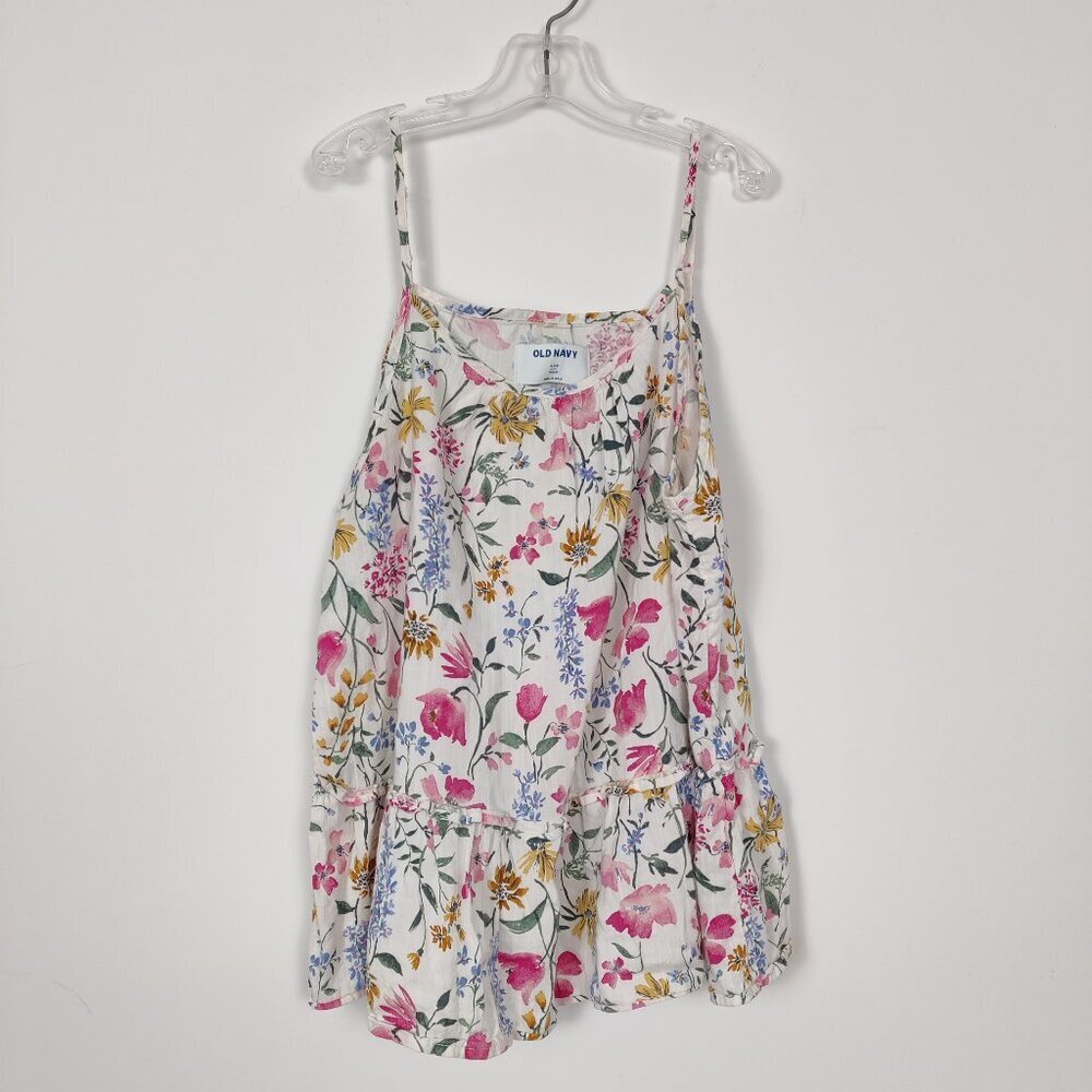 Old Navy Girl's Floral Tank Top Blouse Size Youth XL Cotton Bohemian Cottagecore